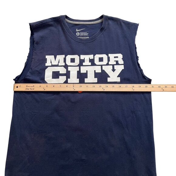 Nike Motor City Detroit Tigers Sleeveless T-Shirt Large Blue Athletic Muscle Tee - Picture 9 of 9